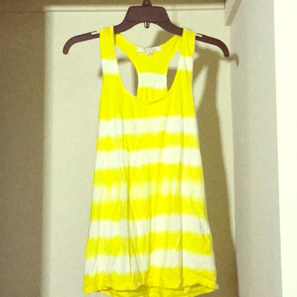 Yellow striped long tank top